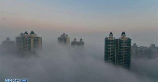 石家庄市被雾霾笼罩